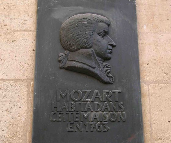 Plaque Mozart à Paris Hôtel de Beauvais
