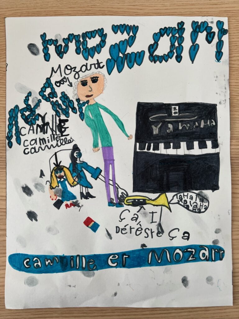 dessin d'Alice après l'Enquête sur les pas de Mozart à Paris